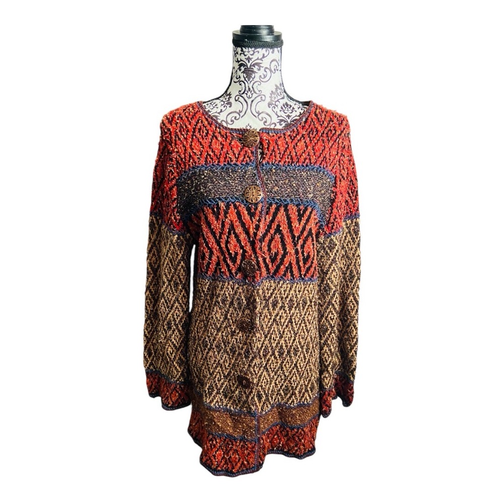 COLDWATER CREEK Multi pattern cardigan sweater
